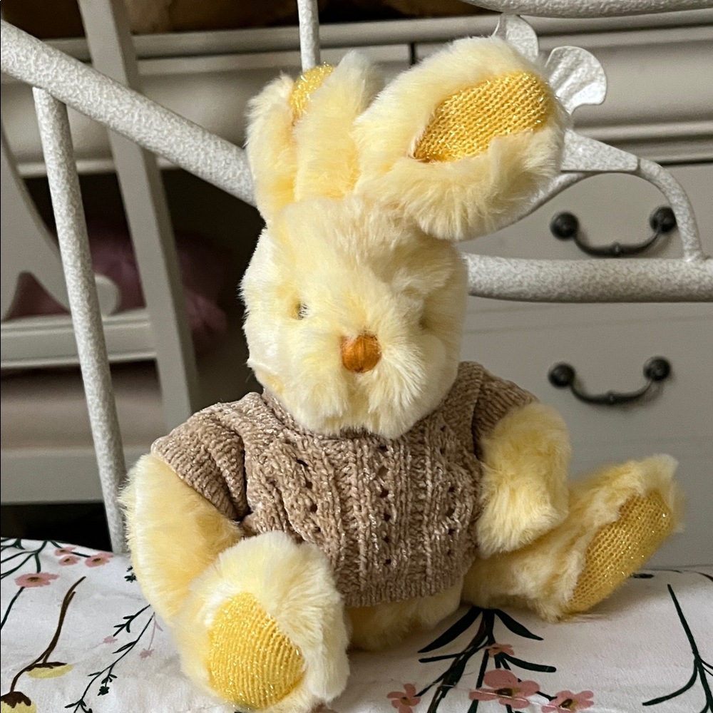 Yellow and Tan Stuffed Bunny Toy